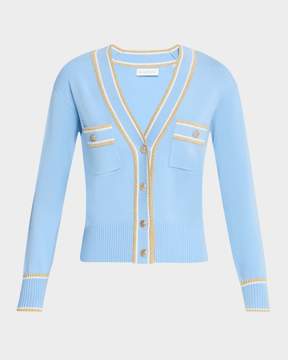The Kiva Shimmer-Trim Knit Cardigan